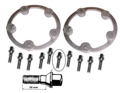 Spoorverbreders 25 mm (Set). PCD 5 x 205 40 mm bouten (57° kop) inclusief 