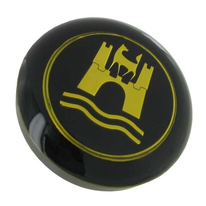 Claxonbeugel afdekdop / gouden embleem. Kever 8/1959 T/M 7/1971. Karmann Ghia 8/1959 T/M 7/1971. Type 3 T/M 7/1971 