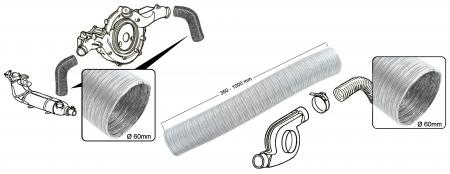 Kachelslang aluminium Ø 60 x 350-1000mm