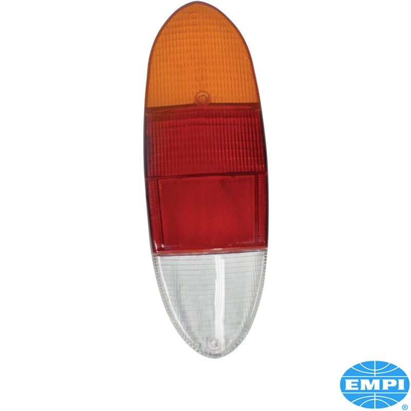 Achterlicht lens Europees oranje/rood/helder (per stuk). Karmann Ghia 8/1971 en later. Type 3 8/1969 en later 311945223P