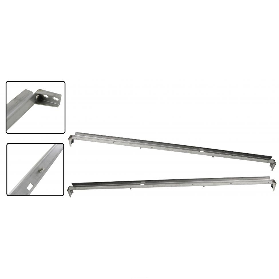 Cabine deur horizontale ruitkanalen gepolijst RVS (Set). Bus T/M 7/1967 