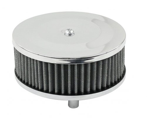 luchtfilter, rond, chrome, 76,2mm hoog, Ø5 12,7mm. voor standaard VW Carburateurs