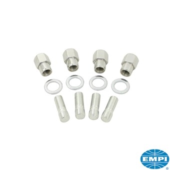 M14 Wielmoeren:  (M14x1.5) Wielmoer(chroom) en draadeind set met vlakke ring 4 stuks voor Mag velgen