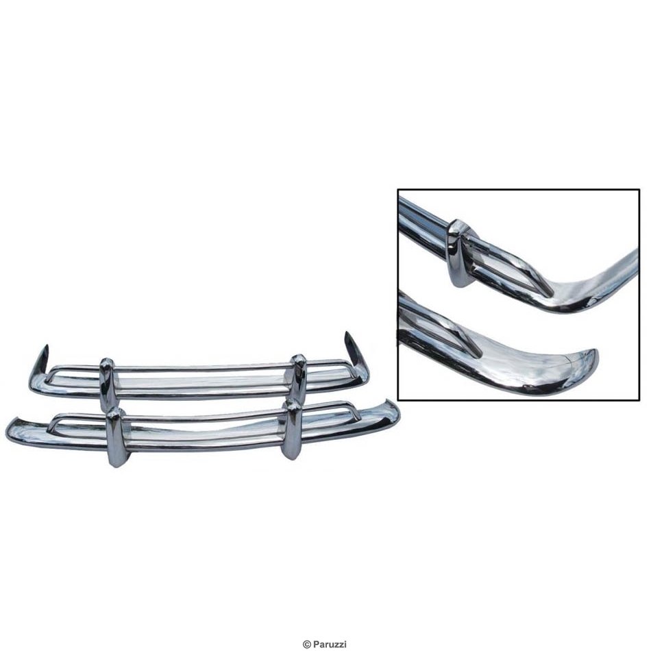 Bumpers RVS USA (Set). Karmann Ghia 8/1969 T/M 7/1971 