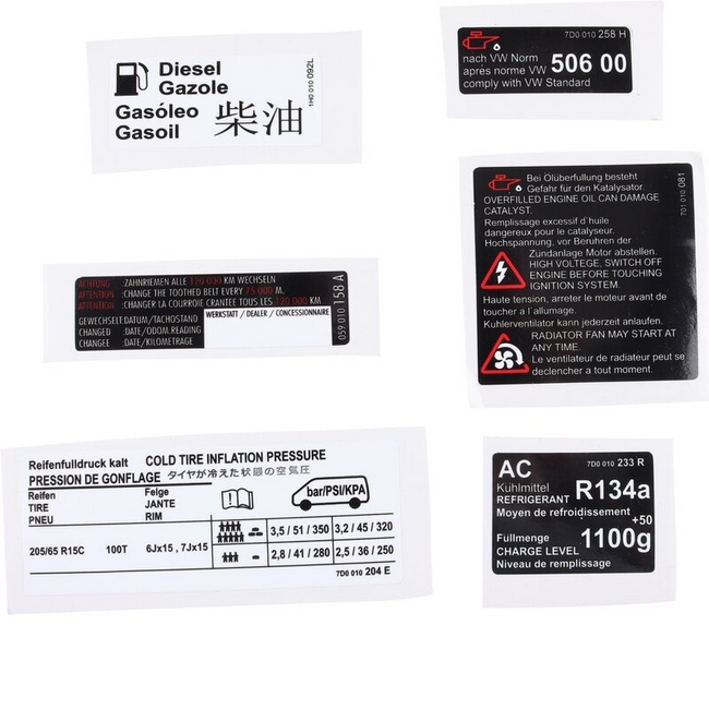 6-delige Restauratie stickerset T4 bus 