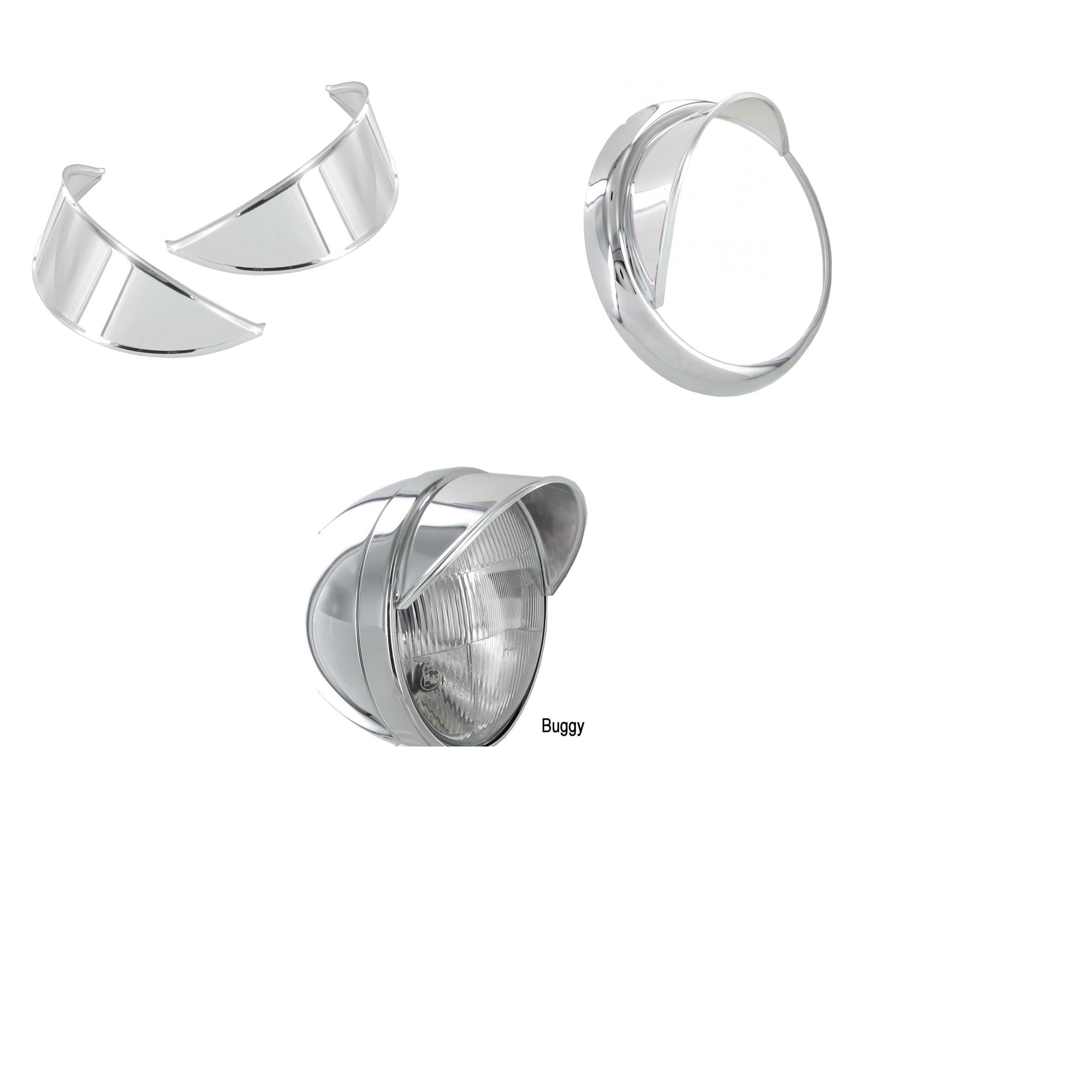 Koplamp wimpers RVS (Set). Kever Karmann Ghia 