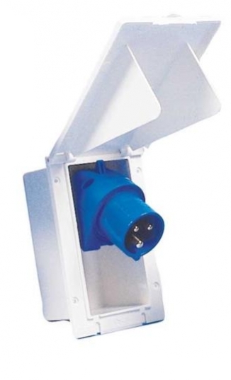 Inbouw stekkerdoos / stroomaansluiting camper wit CEE 70x135x68mm