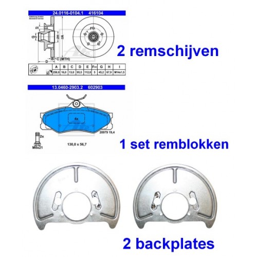 Remmenset T25 / T3 schijfremmen vanaf 8/1985 (ATE)