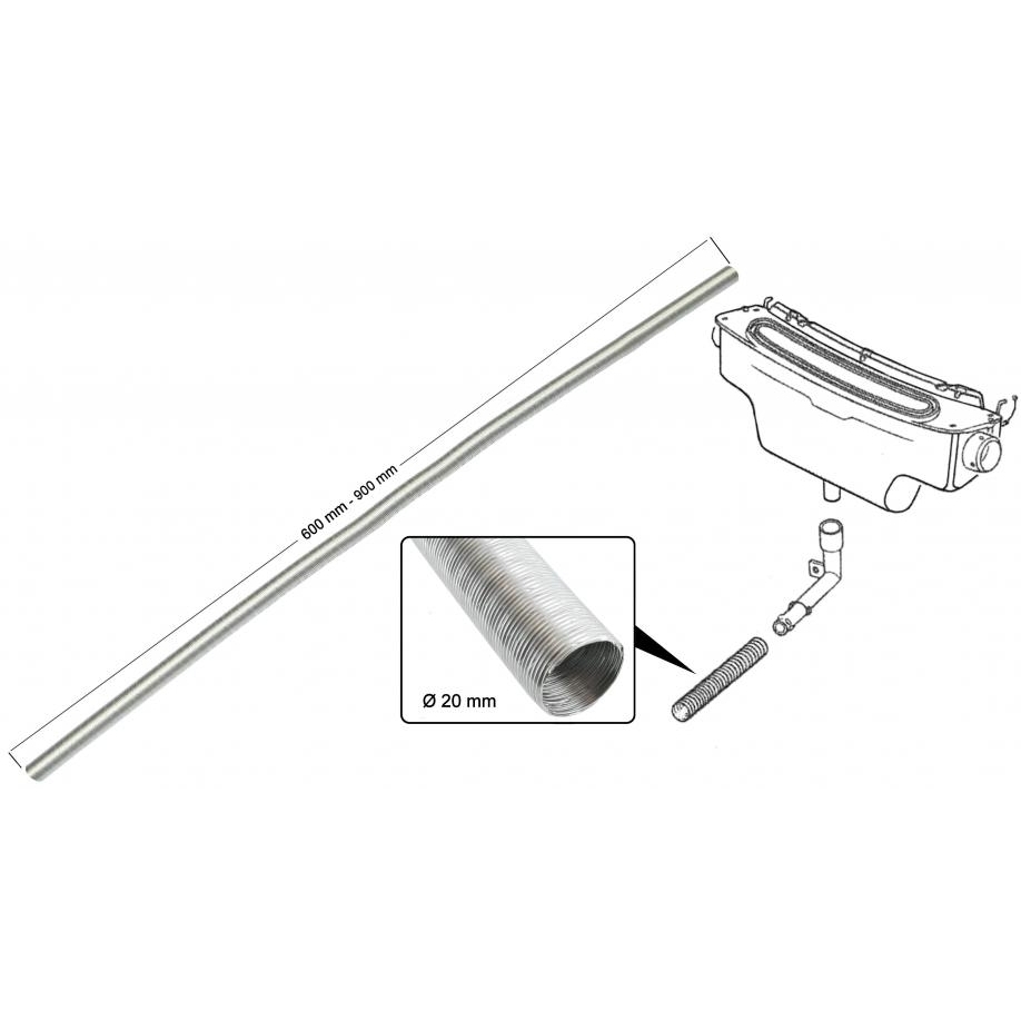 Afwateringsslang ventilatiehuis aluminium Ø 20 x 600-900 mm 111819543