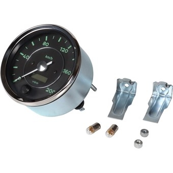 Klok in Porsche 356 style snelheidsmeter