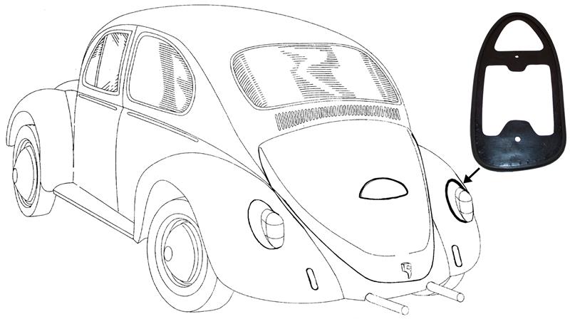 Achterlichtrubber Kever voor 1973  rechts 111945192A