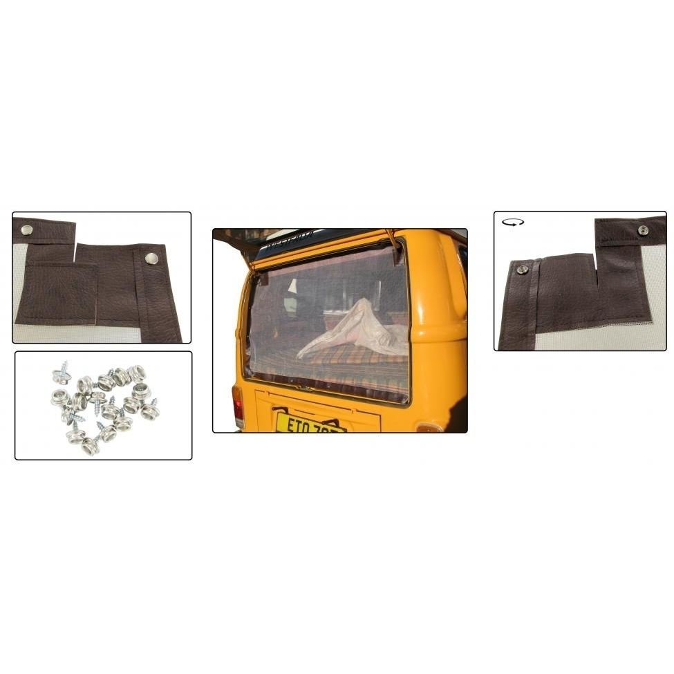 Achterklep hor inclusief montage materiaal zonder rits. Bus 8/1967 T/M 7/1979 (vervangt ook origineel Westfalia) 231069602B