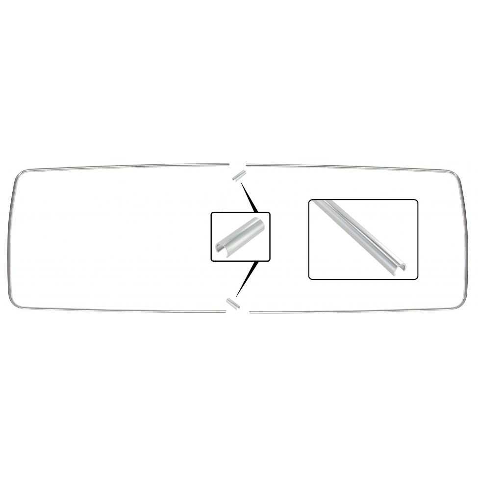 Middelste zijruitrubber sierlijst aluminium zonder tochtruitje T2 8.1967 t/m 7.1971