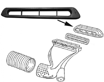 Afdekking luchtrooster Kever / Karmann, zwart, plastic, links 113819745