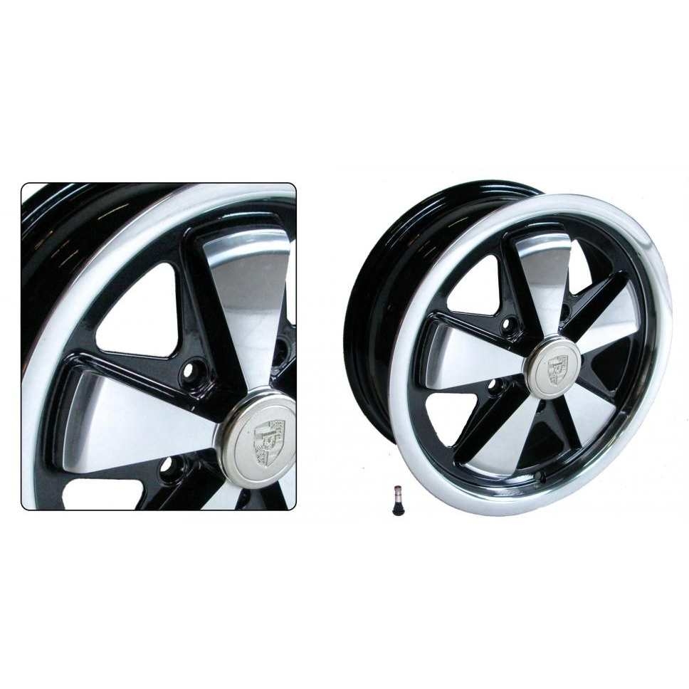 Velg 911 gepolijste spaken, zwart hart (per stuk). 4.5 x 15 - offset +45 - PCD 5 x 130 