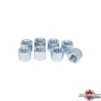 Heavy duty racing uitlaat moeren, zilver zink plated, 8x1.25 mm, 8 stuks, Bugpack