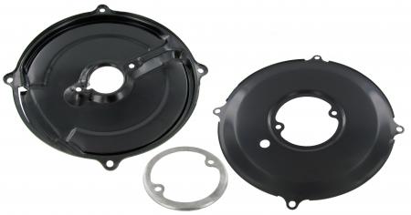 Dynamo achterplaten set zwart 3 delig. Type 1 motoren met wisselstroom dynamo of Ø 105 mm gelijkstroom dynamo 