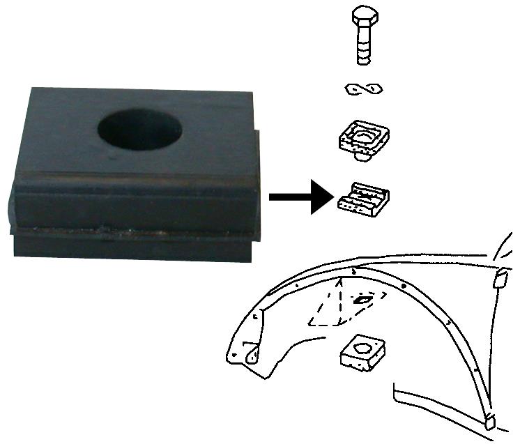 Rubber tussen carrosserie en vooras (bovenste) 111899123A