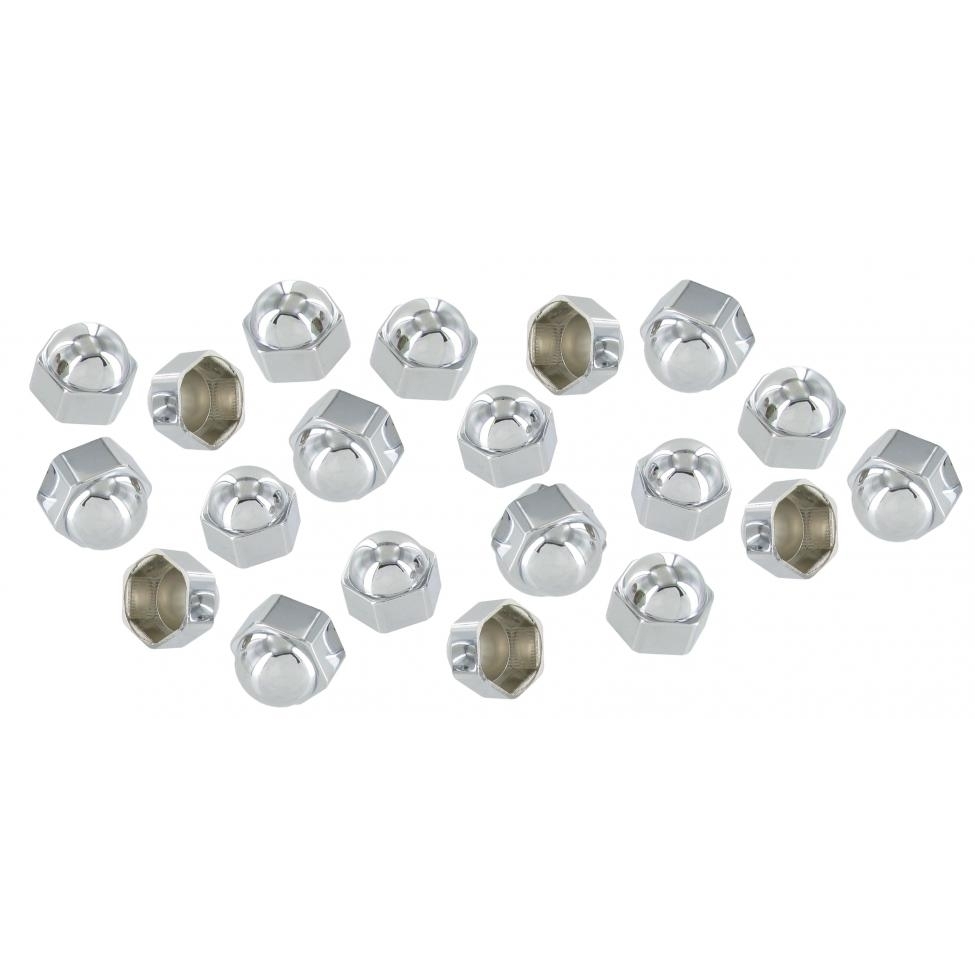 Wielboutkapjes chroom (20 stuks) voor standaard wielbouten (19 mm sleutelmaat) 