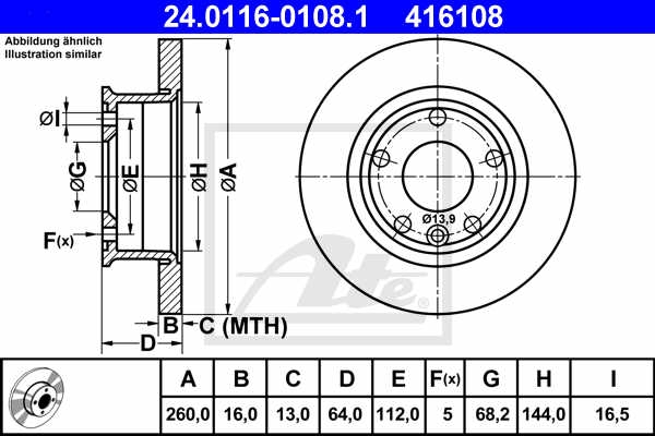 Remschijven (Set L+R) vooras T4, 260x16 mm ATE