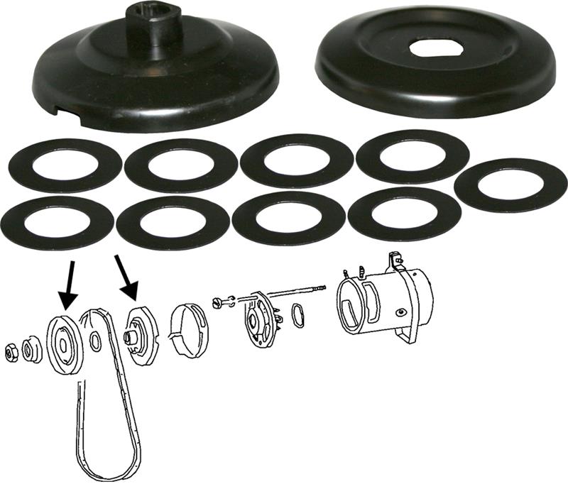 Dynamopoelie zwart inclusief afstelringen, 12V, 043903109