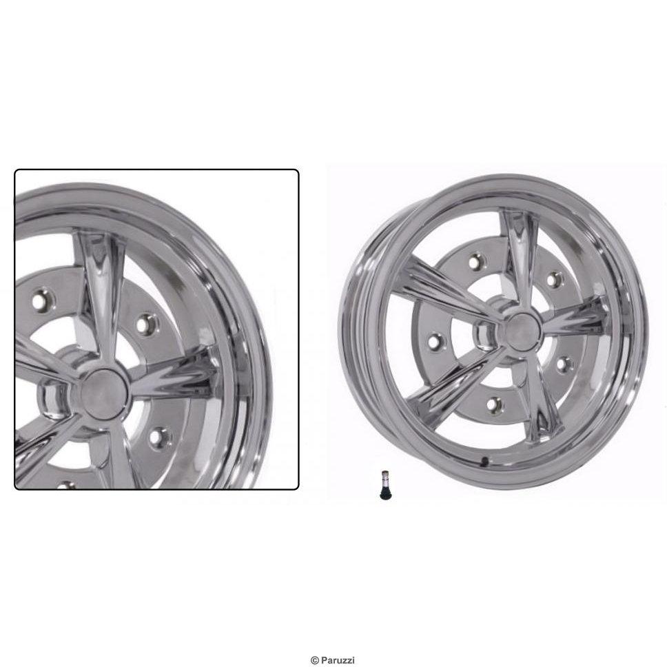 Velg Radar chroom hart (per stuk). 5.0 x 15 - offset +20 - PCD 5 x 205 