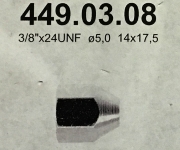 Wartelmoer 3/8"x24UNF, bor. 5 mm, Lengte 17,5 mm, Sleutel 14 (H)
