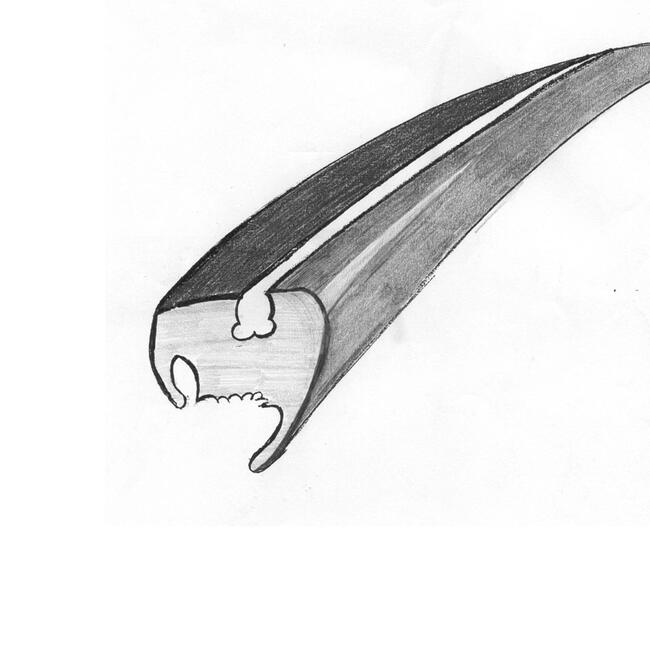 Achterruitrubber standaard (zonder lijstgroef). Kever 1974 (ch 154 2781 064) en later cabriolet 151845521E