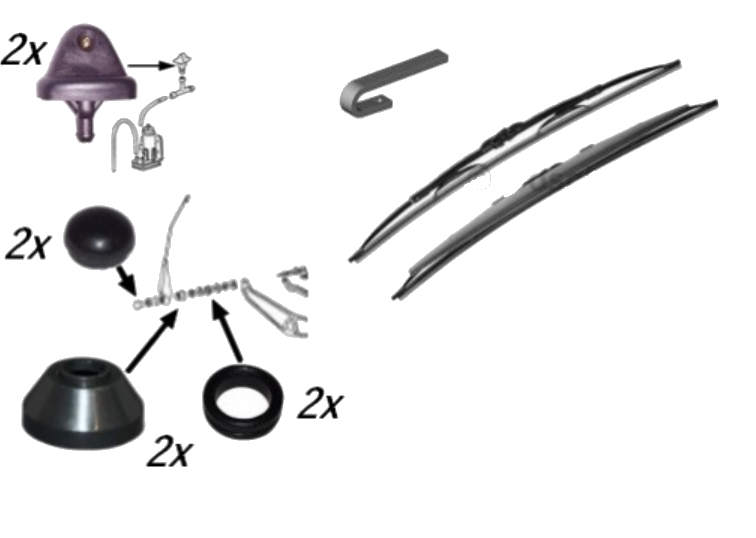 Ruitenwisser afwerkset voorzijde T25/ T3 bus