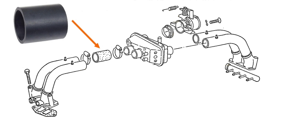 Slang inlaatspruitstuk T3 bus 2.1WBX ( 39X4X55)