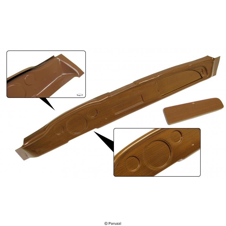 Dashboard voorzijde inclusief dashboardkastje met hout nerf. Karmann Ghia 1968-1971 141857071A