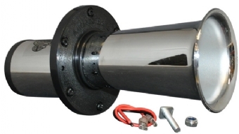 Claxon, 12 V, Classic style, black/chrome 