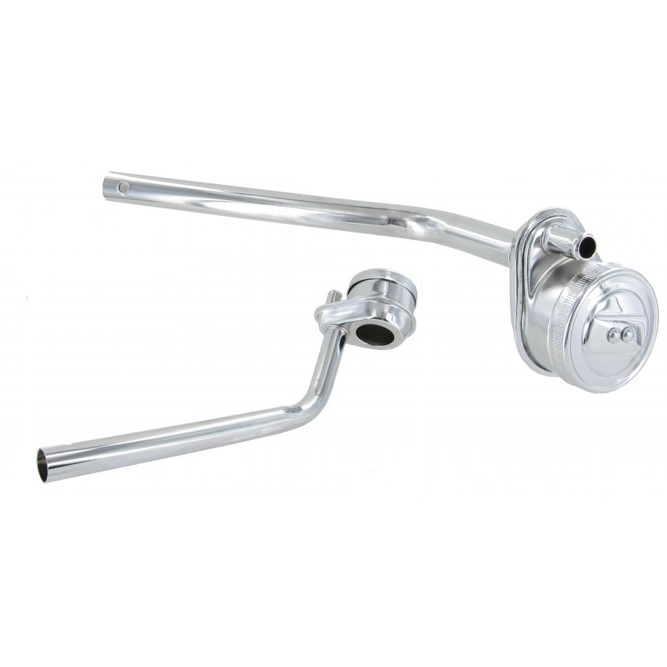 Olie-inlaat met afvoerbuis verchroomd. Type 1 motoren 1200 cc (alleen 34 pk) T/M 1961+ 1963 T/M 7/1966, 1300 cc T/M 7/1966 211115451A