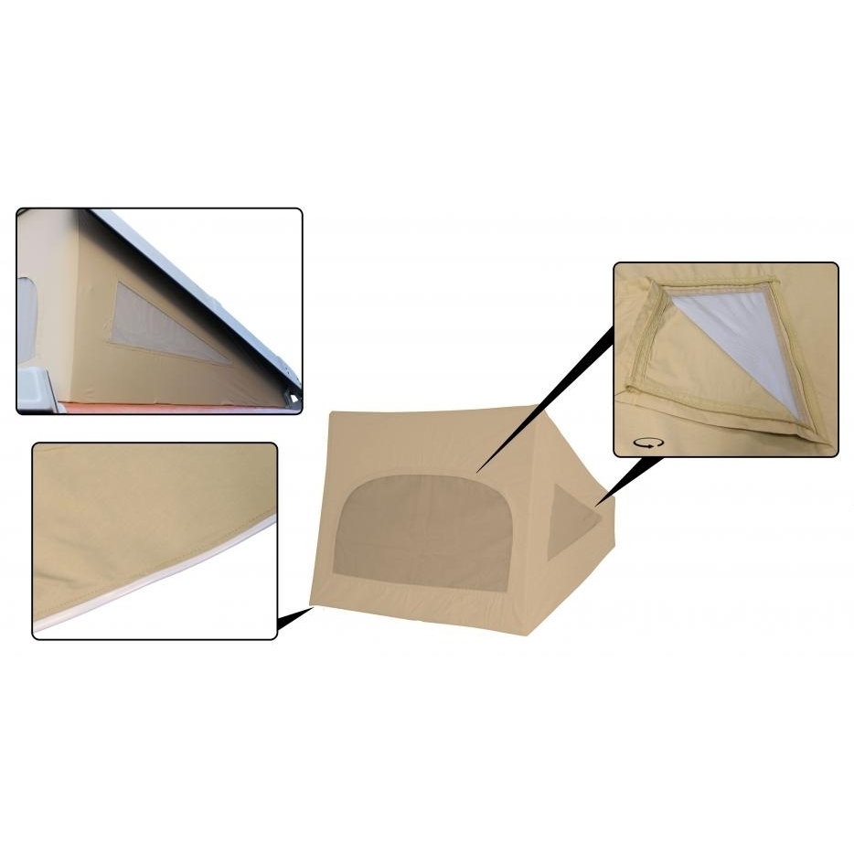 Westfalia hefdak tentdoek 3 ramen beige. Bus 8/1974 T/M 7/1979 (vanachter scharnierend) 