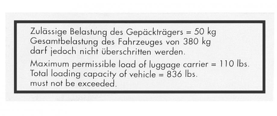 Sticker laadvermogen dakrek. 