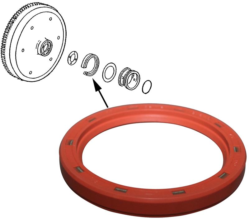 Krukaskeerring (vliegwielzijde) met extra afdichtlippen 70x90x10 mm rood silicone 1131052452 EMPI