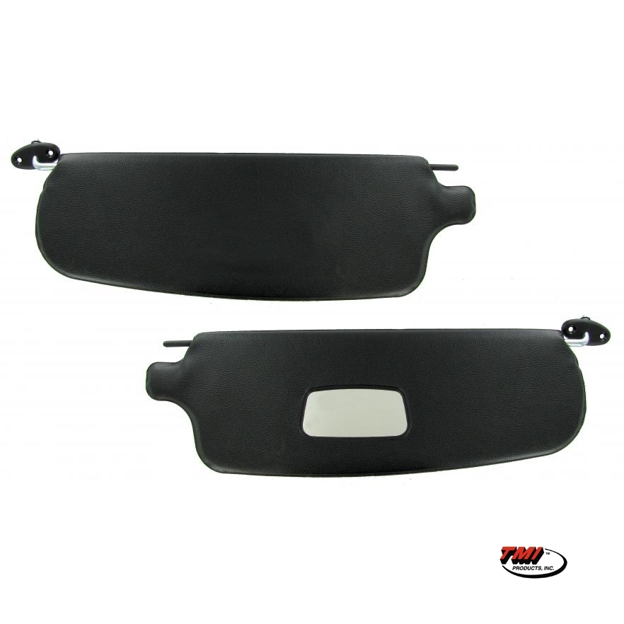 Zonnekleppen zwart met spiegel (Set). Karmann Ghia 8/1964 en later 