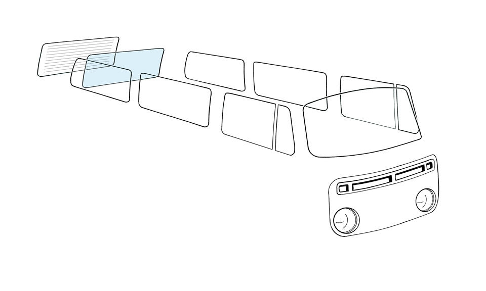 Achterruit (niet verwarmd) blank. Bus, 8/1963 T/M 7/1979 211845501D