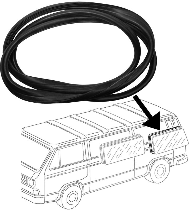 Zijruitrubber achter zonder lijstgroef    T3 (T25) 253845341      