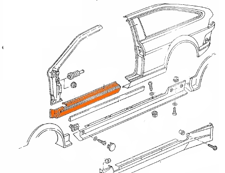 Dorpel links Scirocco 08/83 - 07/92 533809847B (origineel)