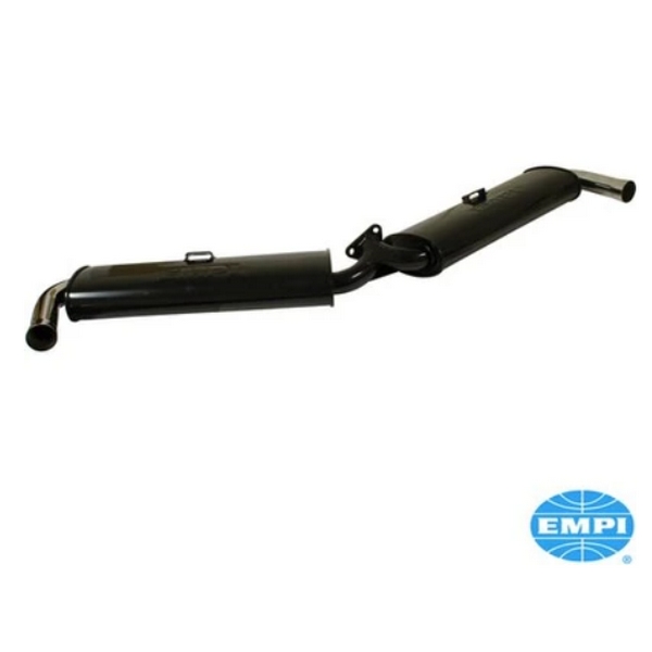 Uitlaatsysteem, Dual Quiet, zwart met 2 chrome eindpijpjes. 