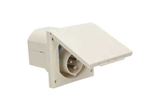 Inbouw stekkerdoos / stroomaansluiting camper WIT CEE 90x78x80mm