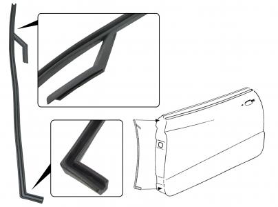 Deurstijl rubber links. Karmann Ghia sedan & cabriolet 141831711A