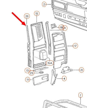 NOS schotplaat voor hoekdeel T25 / T3 rechts 251813400