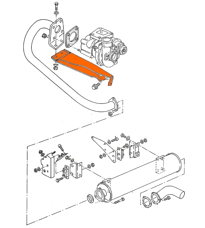 Steun voor turbo/ voorpijp T3 bus 1.9 AAZ met JX turbo