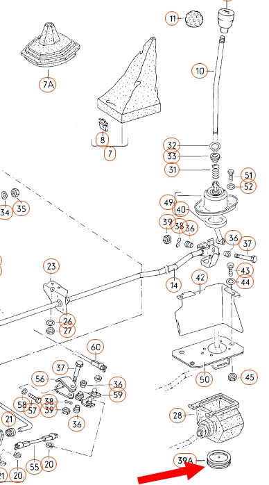 Deksel schakelpook onderzijde Golf 1 171711210 