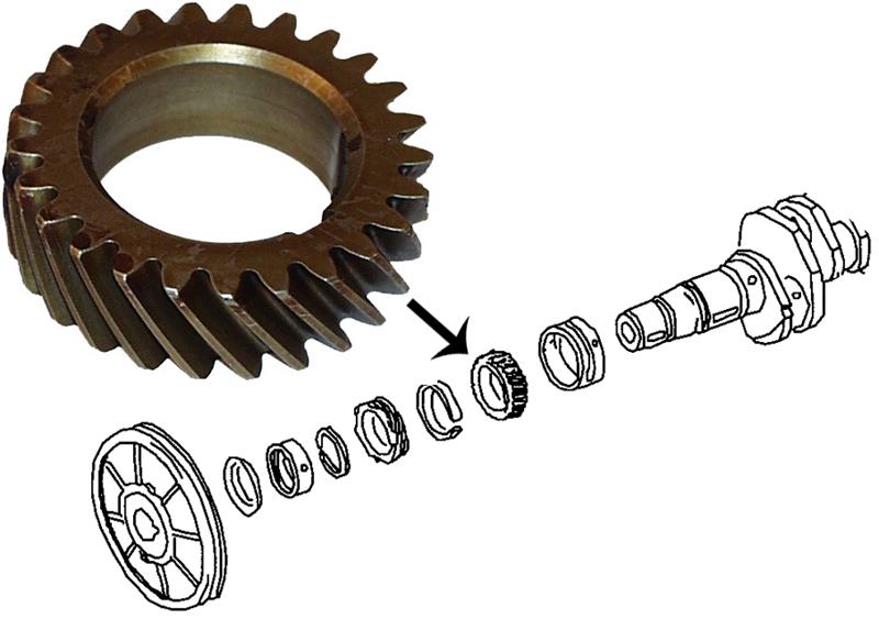 Nokkenastandwiel op krukas. 113105209