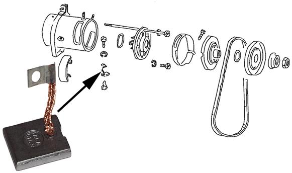 	Koolborstels gelijkstroom dynamo 6V/12V (Set). Ø 105mm gelijkstroom dynamos. Type 1 motoren. Type 3 motoren 111903515E