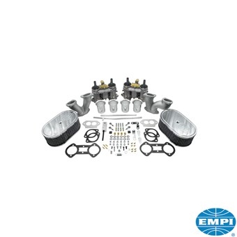 Dual Street Sleeper Carburateur kit, 51 EPC, met inlaat spruitstukken en luchtfilters. Past onder de motorklep