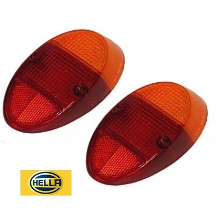 Achterlicht lens Europees oranje/rood topper (Set). Kever 1300-1500 T/M 7/1967. Kever 1200 8/1961 T/M 7/1973 111945241K